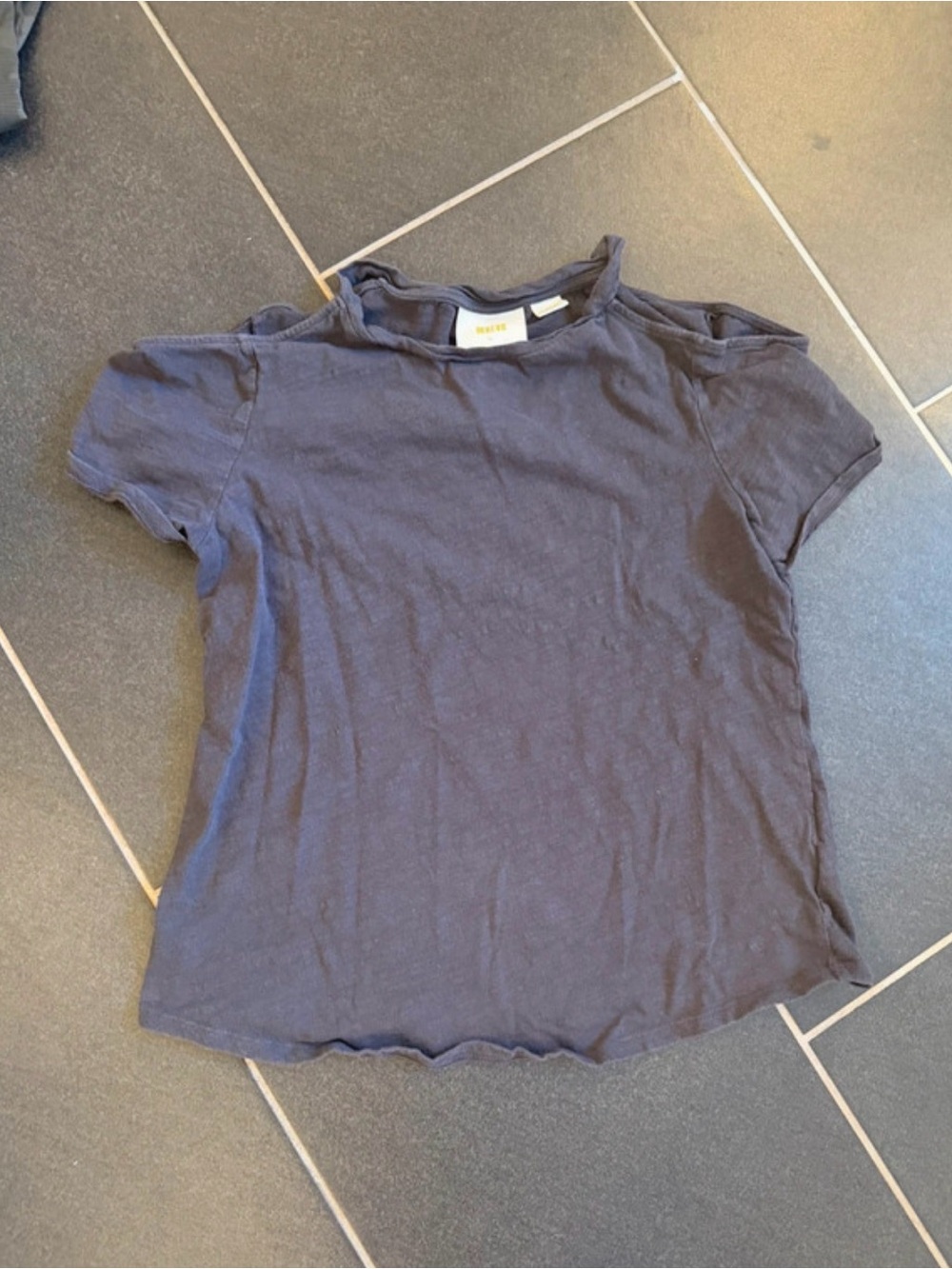 Anthropologie Maeve Charcoal Layered Cutout Shoulder T-Shirt Top XS